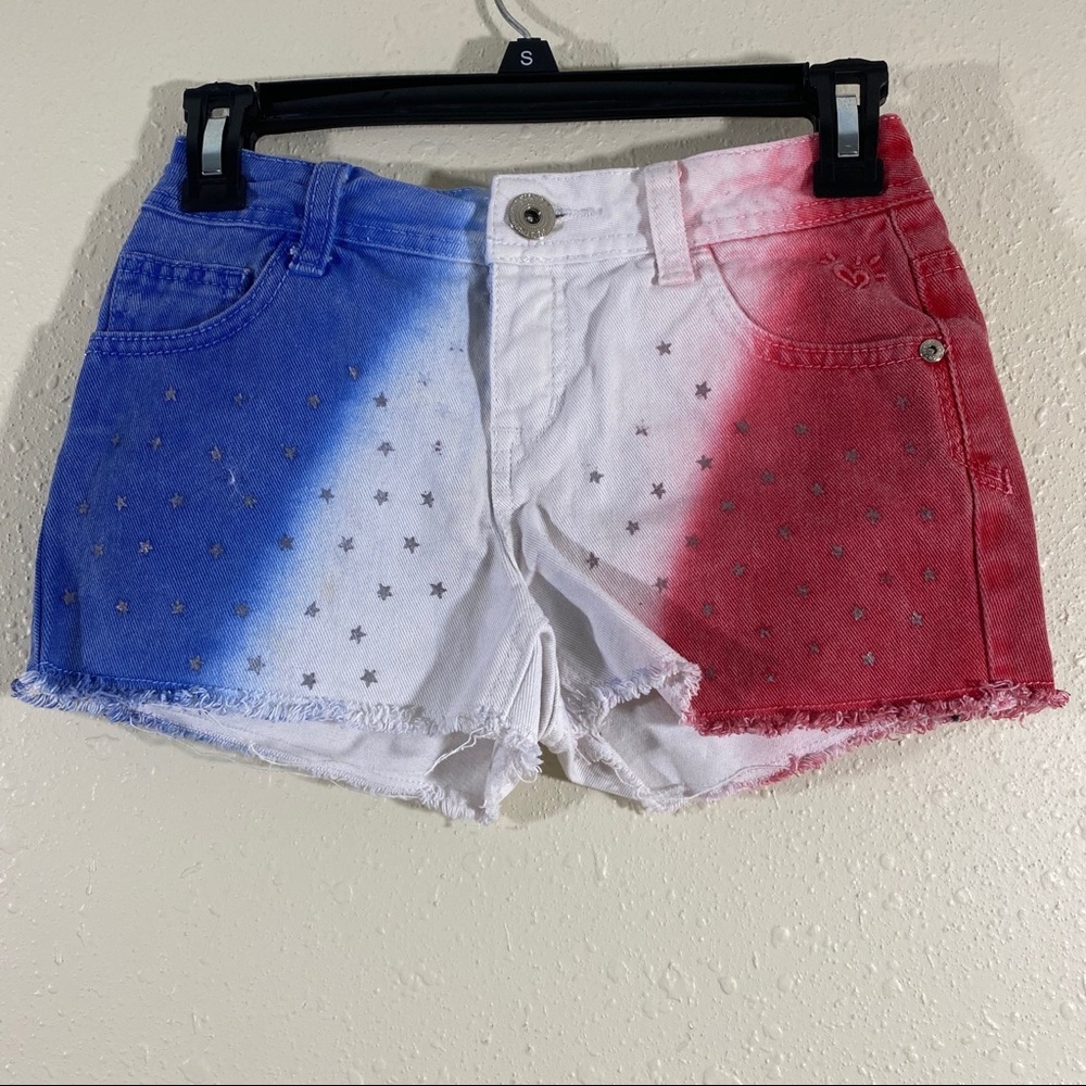Justice Cut Off Distressed Shorts Girls 10R red white & blue cut off sho… - Picture 8 of 8